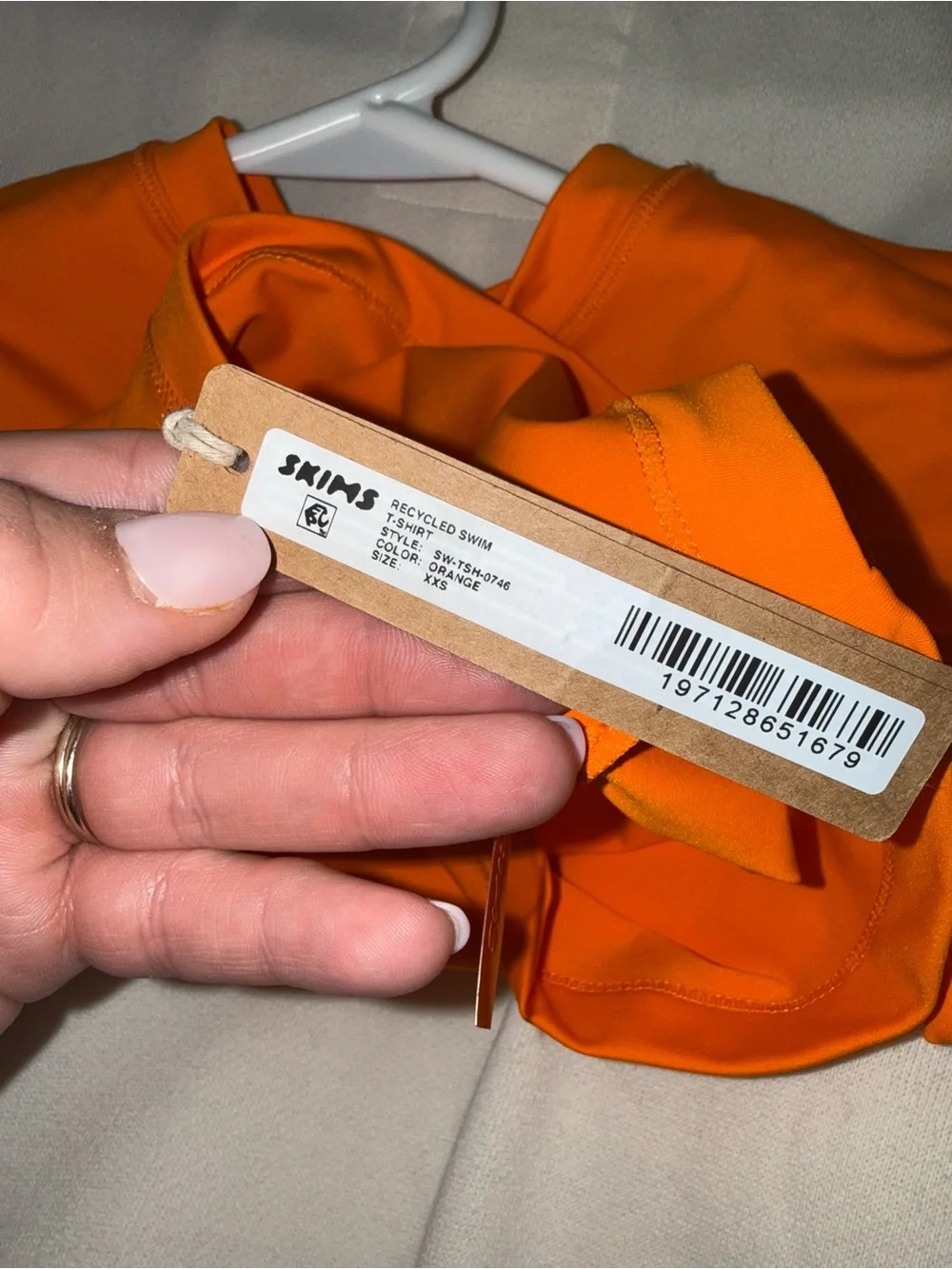 NWT SKIMS (XXS) Brand New Orange Recycled Swim Cropped Shirt